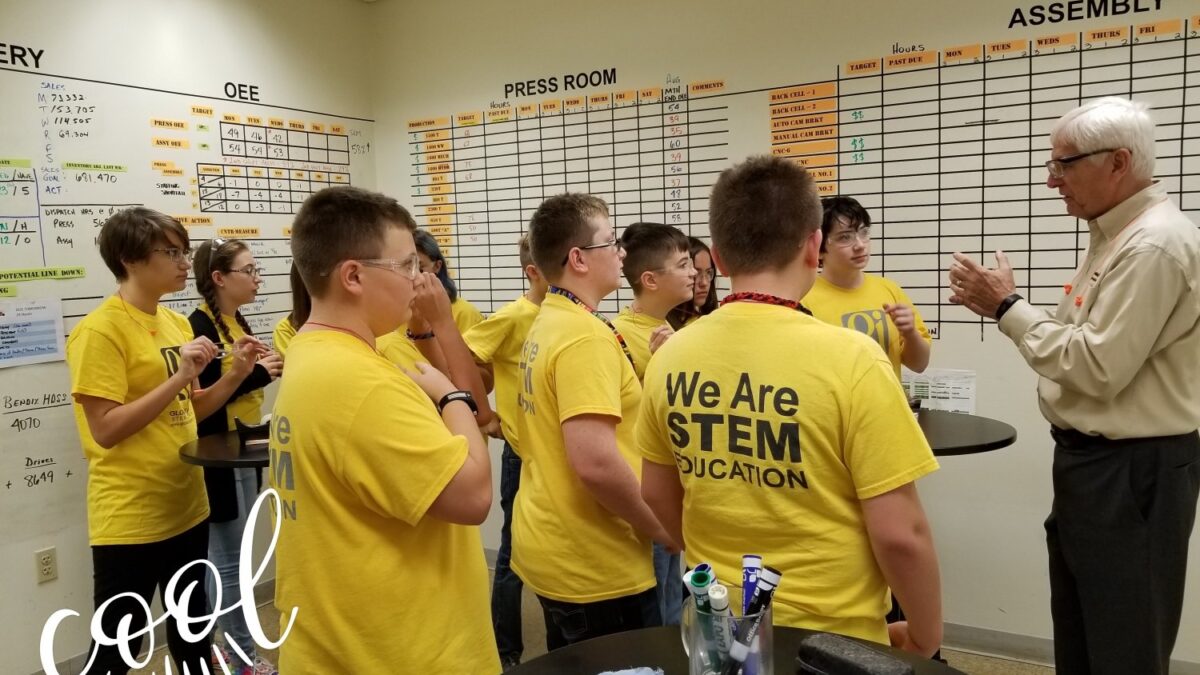 STEM students in shop tour