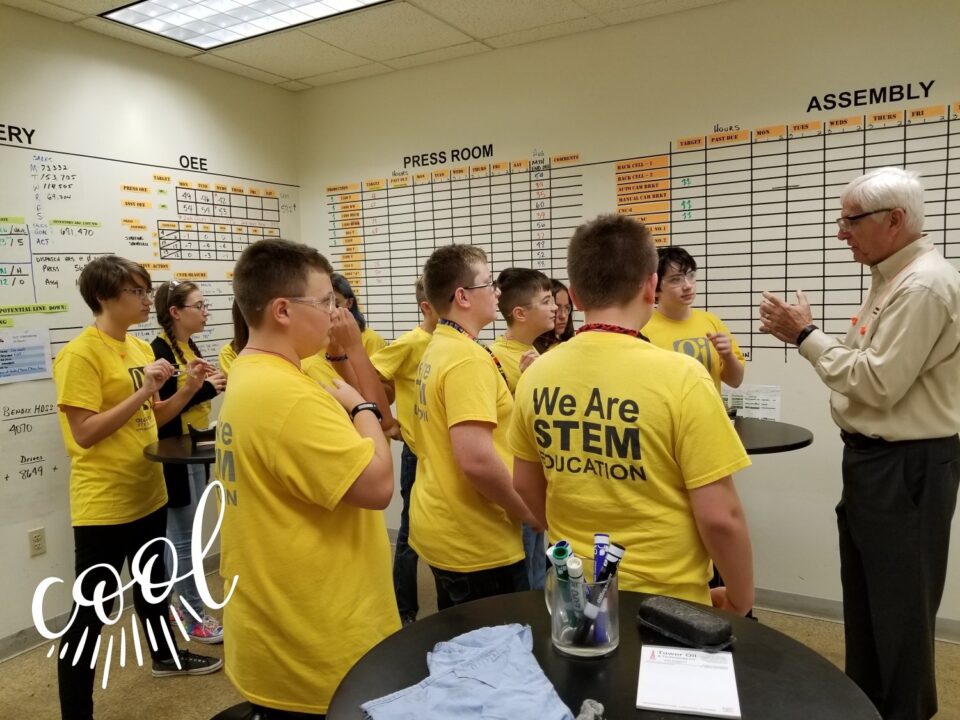 STEM students in shop tour